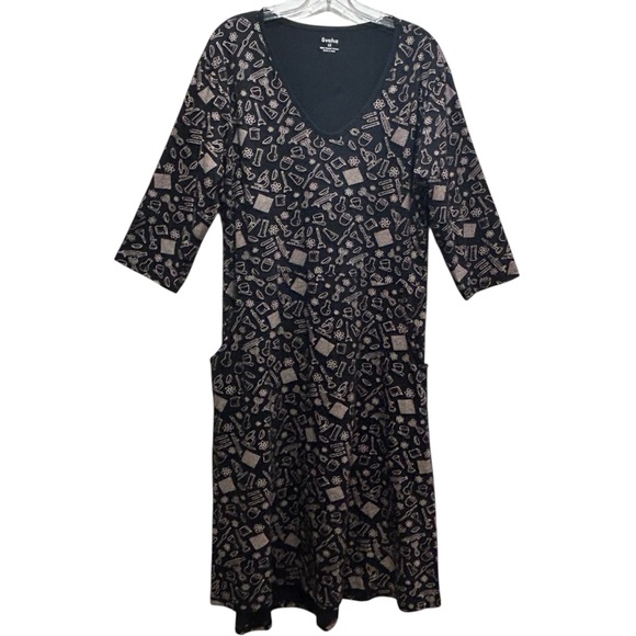 NWT Svaha Black/Tan Organic Cotton Dress Chemistry Lab Equipment - Size 1X - Picture 2 of 13
